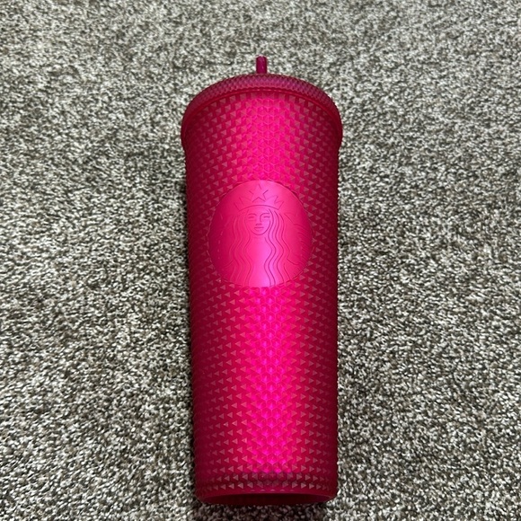 Starbucks soft touch studded tumbler with straw. Bright pink neon Barbie - Picture 1 of 9